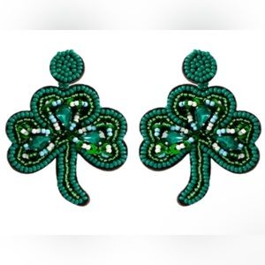 New beaded green clover St. Patrick’s Day earrings